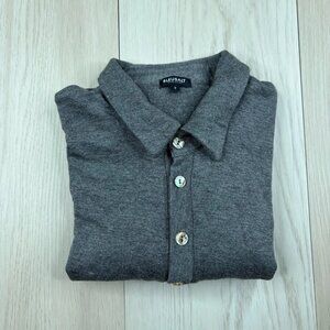 Bleusalt Mens Gray Spread Collar Long Sleeve Made In USA Polo Shirt Size 3